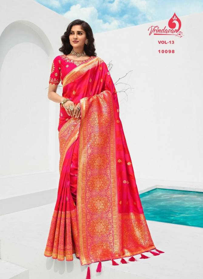 ROYAL VRINDAVAN VOL-13 Latest Designer Fancy Wedding Wear Banarsi Silk Printed Sarees Collection